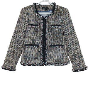 J. Crew Lady Metallic Tweed Jacket In Black Rainbow Multi Women's 2 Preppy